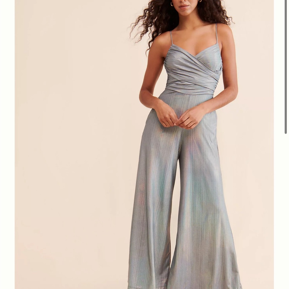 Anthropologie Iridescent Blue Jumpsuit